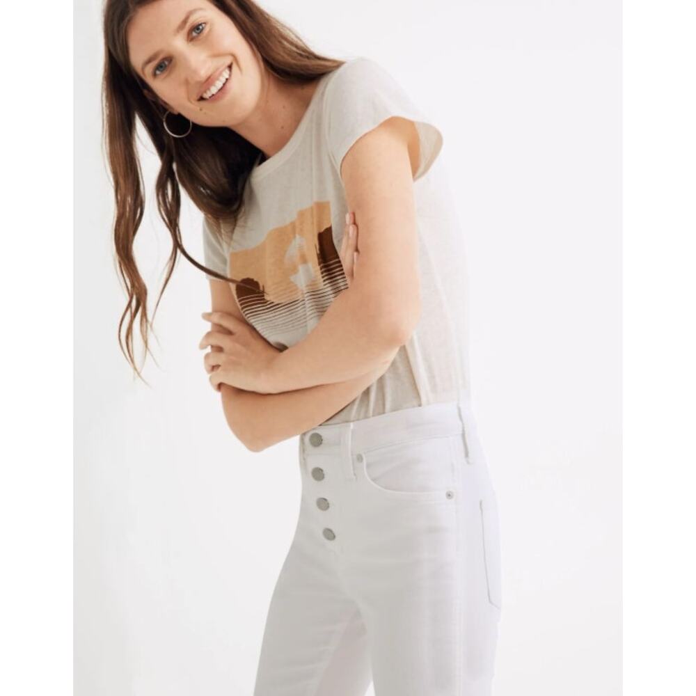 MADEWELL new 10" high rise skinny crop button front pure white denim jeans - Picture 10 of 10